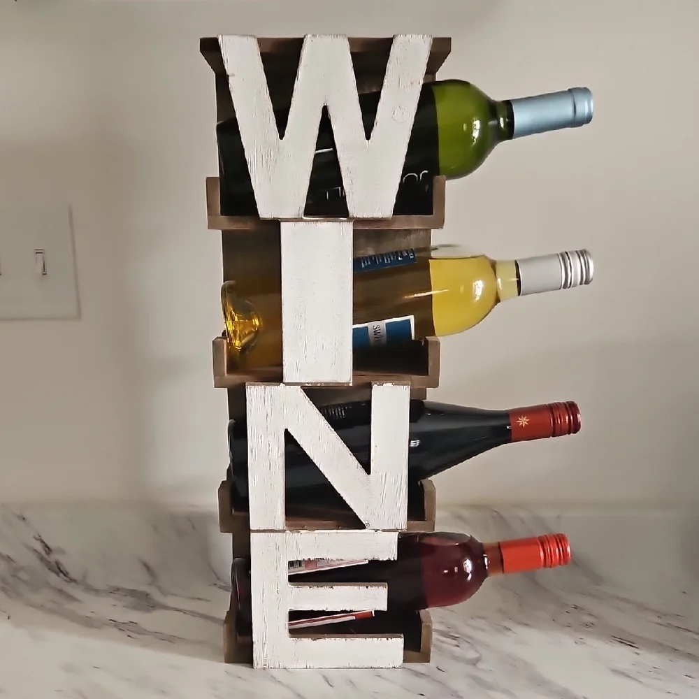 Rustic Wine Rack with White Letters - Picture 7 of 7